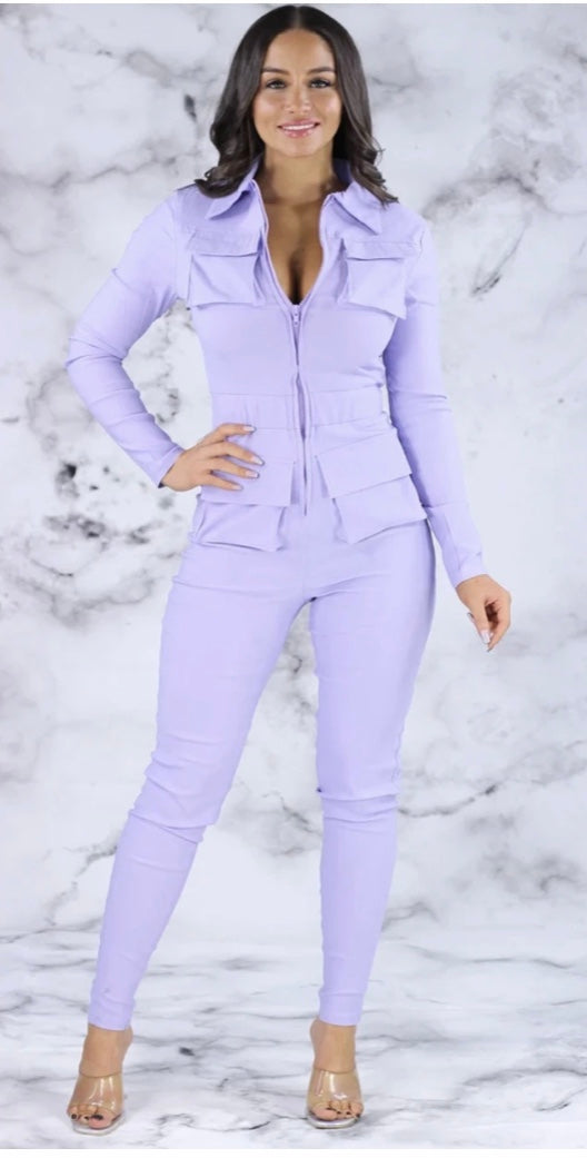 Lavender kysses jump suit